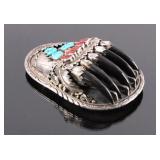 Navajo Sterling Silver Bear Claw Belt Buckle