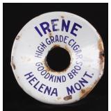 Goodkind Bros. Porcelain Spittoon Top Sign Helena