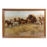 "A Fight For Overland Mail" Anheuser-Busch Print