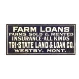 Original Westby Montana Farm Loans Sign Early 1900