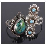 Navajo Floral Pattern Sterling & Turquoise Rings