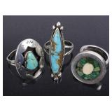 Navajo Sterling Silver & Inlaid Turquoise Rings