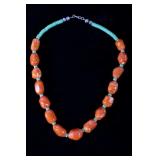 Navajo Hubbell Bamboo Coral Nugget Necklace