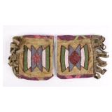 Sioux Leather Seed Trade Beaded Cuffs