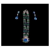 Azurite and Sterling Earrings and Matched Choker