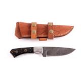 CFK Damascus & Buffalo Horn Knife Vine File Work