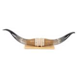 Leather Clad Mounted Steer Horns
