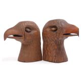 Rustic Wooden Hand Carved Bald Eagle Book Ends