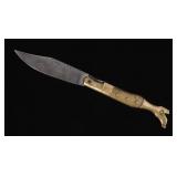 Early Brass Ladies Boot Figural Folding Knife