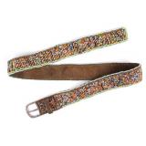 Crow Polychrome Glass Trade Bead Leather Belt
