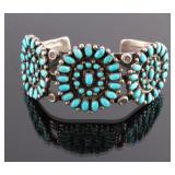 Navajo Sterling Petit Point Turquoise Bracelet
