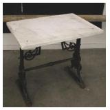Cast Iron & White Marble Top Garden Table