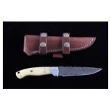 CFK Damascus Exotic Camel Bone Knife & Scabbard
