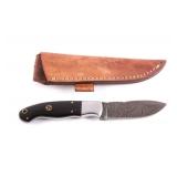 CFK Damascus & Buffalo Horn Knife Vine File Work