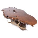 Live Edge Juniper Burl Slab & Antler Coffee Table