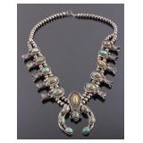 Navajo Sterling Silver Turquoise Squash Blossom