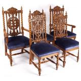 Quarter Sawn Oak Rococo Style Dining Chairs