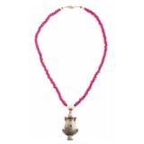 HB Silver Beaver Effigy Trade Bead Necklace