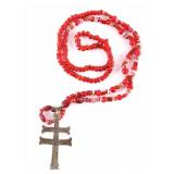 Hudson Bay Silver Cross w/ Trade Bead Necklace