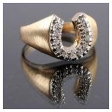 10K Gold and Diamond Horseshoe Ring