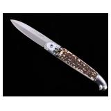 INOX German Lever Lock Stag Switchblade Knife