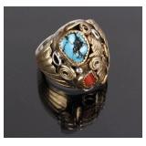 Navajo Robert Becenti Gold/Silver Multistone Ring