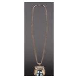 Signed Navajo Bear Claw & Turquoise Squash Blossom