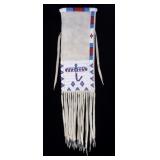 Sioux Dragonfly Motif Beaded Long Fringe Pipe Bag