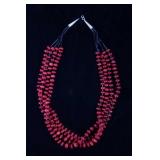 W. Yazzie Navajo 4 Strand Coral Nugget Necklace