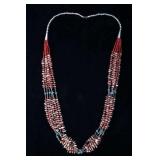 Navajo Turquoise, Shell, Coral, & Silver Necklace