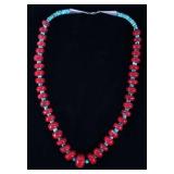 Navajo Turquoise & Pacific Coral Beads Necklace