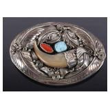 Navajo Silver, Multistone, & Bear Claw Belt Buckle