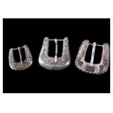 Sterling Silver & Gold Engraved Belt Buckles