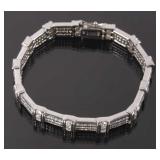 Sterling Silver Line Bracelet with Clear Gemstone