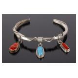 Signed Navajo Twisted Sterling, & Multistone Cuff