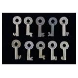 Early Marked Railroad Brass Switch Lock Keys