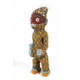 African Bamileke Beaded & Sea Shell Statue