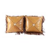 Fringed Leather & Silver Western Pillows