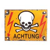 German Achtung Skull Crossed Bones Sign (Nazi)