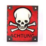 German Achtung Skull Crossed Bones Sign (Nazi)