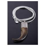 Sterling Silver Capped Bear Claw Pendant Necklace