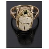 14k Gold, Excavated Burial Scarab Ring