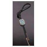 Navajo Sterling Silver & Blue Moon Turquoise Bolo