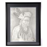 Native American Pencil-Sketch Portrait Print