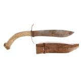 Rustic Kukri/Bowie Knife Hybrid w/ Wooden Sheath