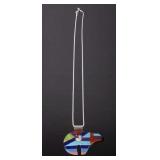Zuni Sterling &  Multistone Bear Effigy Necklace