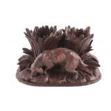 Black Forest German Carved Ink Well Holder