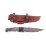 CFK Damascus Exotic Canel Bone Knife w/ Scabbard