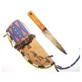 Lakota Sioux Beaded Sheath & 19th Century Knife