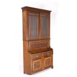 Raised Panel Carved Oak Secretary Desk